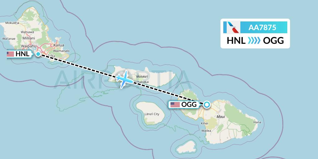 AA7875 American Airlines Flight Map: Honolulu to Kahului