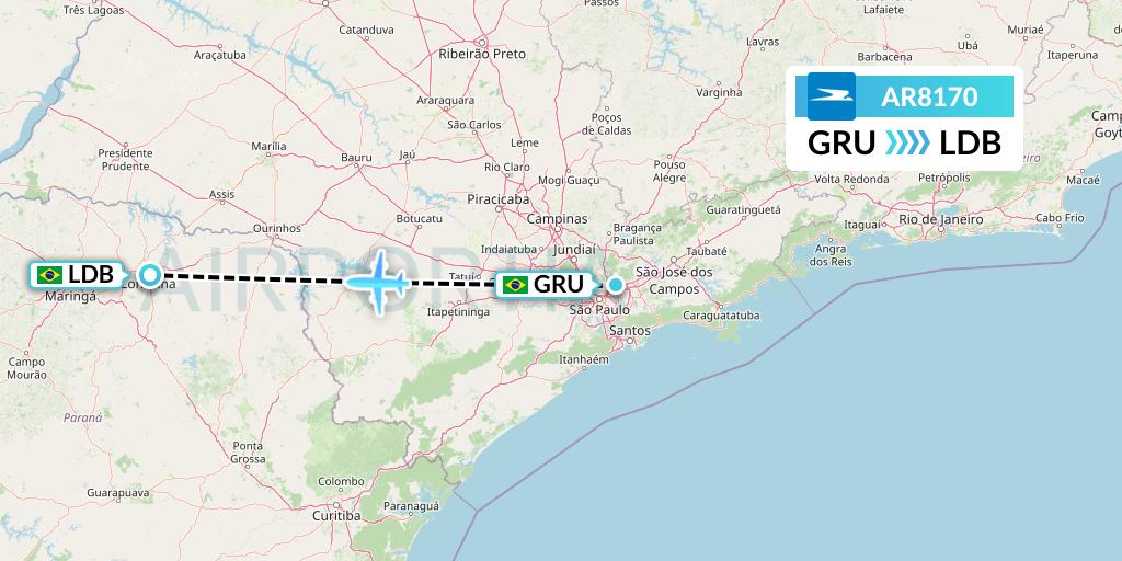 AR8170 Aerolineas Argentinas Flight Map: Sao Paulo to Londrina