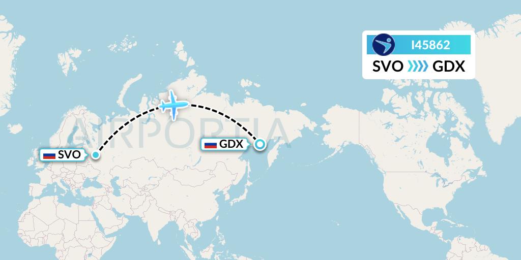 I45862 Island Air Express Flight Map: Moscow to Magadan