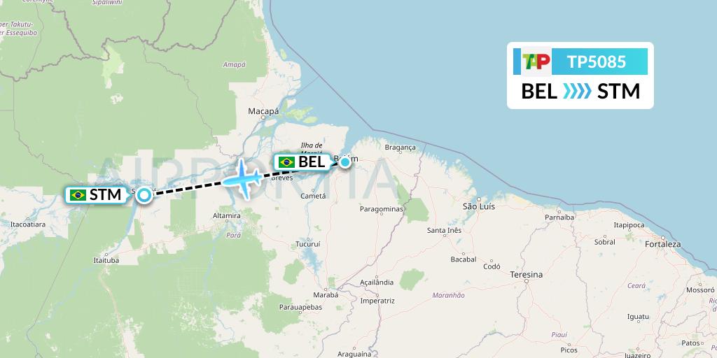 TP5085 TAP Portugal Flight Map: Belem to Santarem