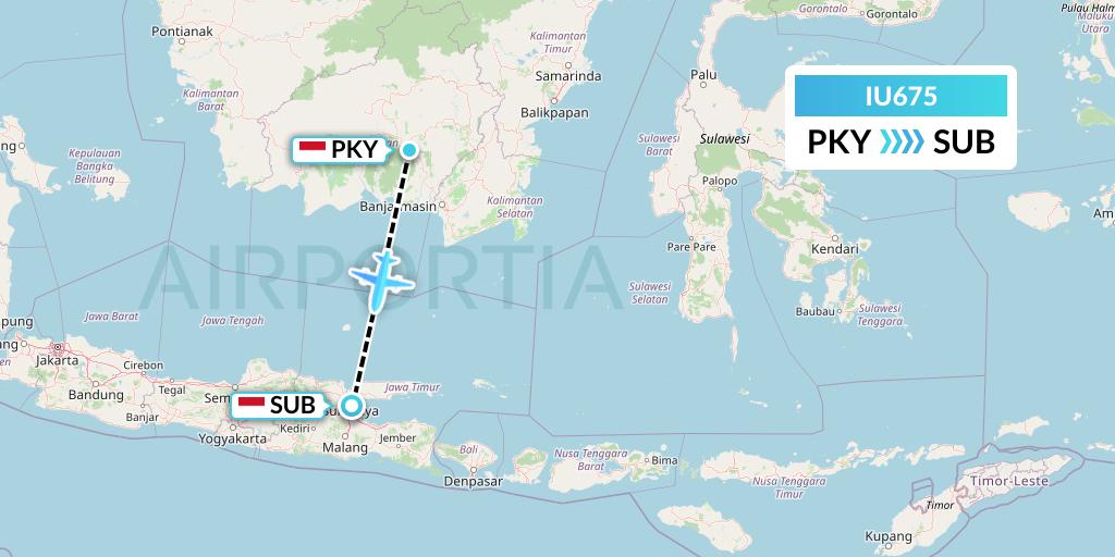 IU675 Pt. Super Air Jet Flight Map: Palangkaraya to Surabaya