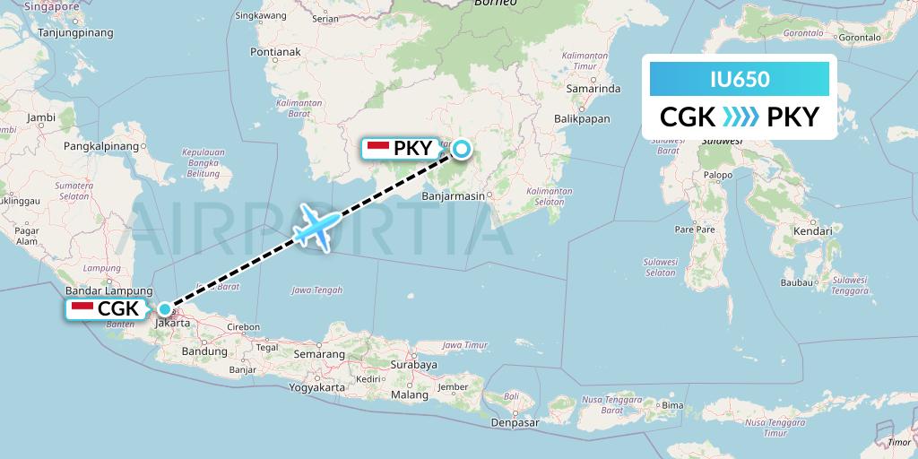 IU650 Pt. Super Air Jet Flight Map: Jakarta to Palangkaraya