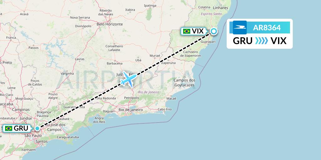 AR8364 Aerolineas Argentinas Flight Map: Sao Paulo to Vitoria