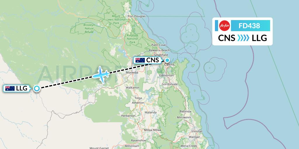 FD438 Thai AirAsia Flight Map: Cairns to Australia
