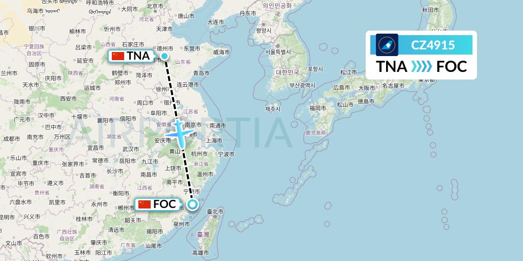 CZ4915 China Southern Airlines Flight Map: Jinan to Fuzhou
