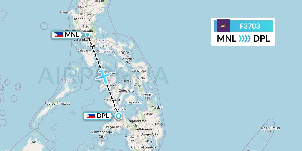 F3703 flydeal Flight Map: Manila to Dipolog