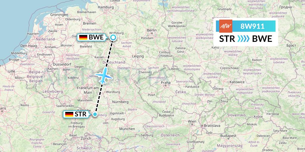 8W911 Fly AllWays Flight Map: Stuttgart to Braunschweig
