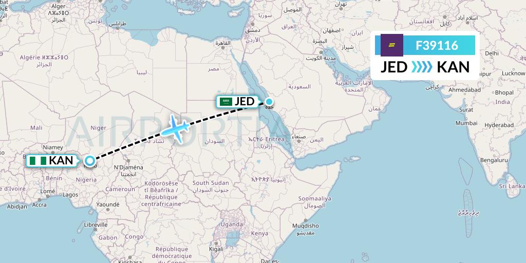 F39116 flydeal Flight Map: Jeddah to Kano