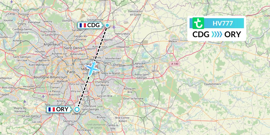 HV777 Transavia Flight Map: Paris to Paris
