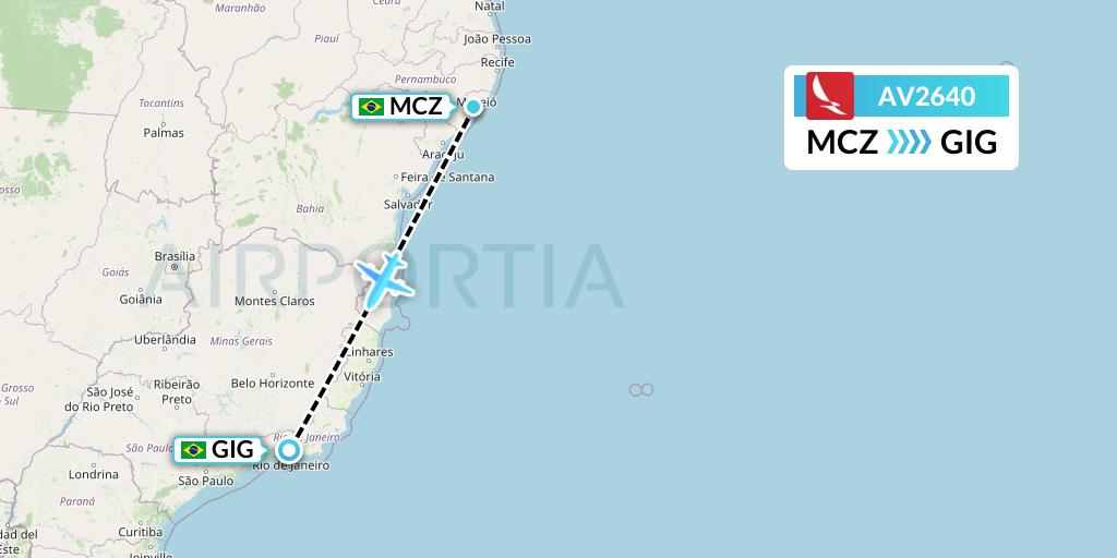 AV2640 Avianca Flight Map: Maceio to Rio de Janeiro
