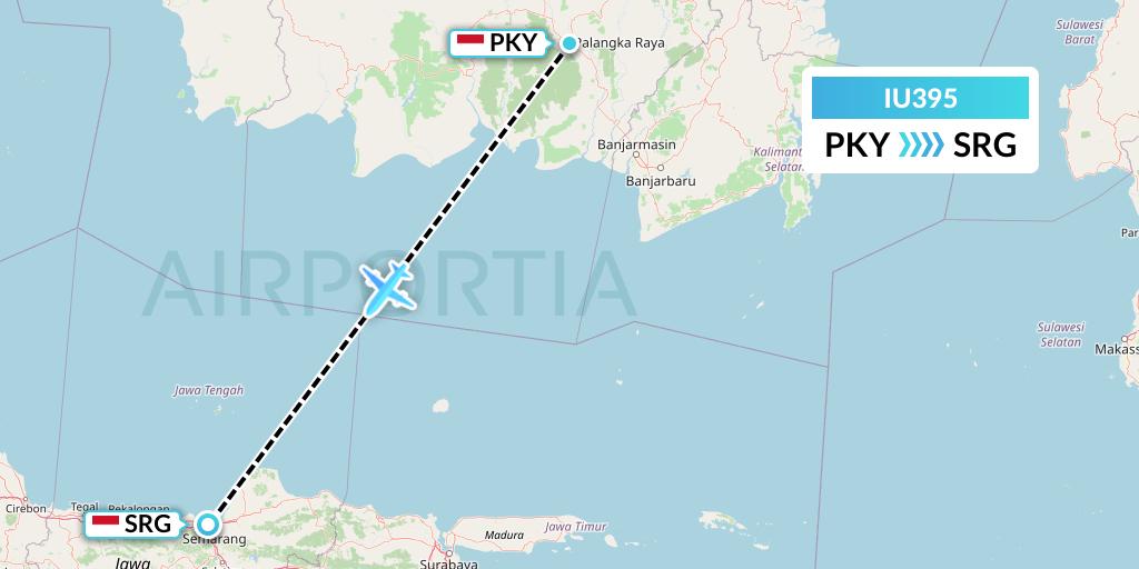 IU395 Pt. Super Air Jet Flight Map: Palangkaraya to Semarang