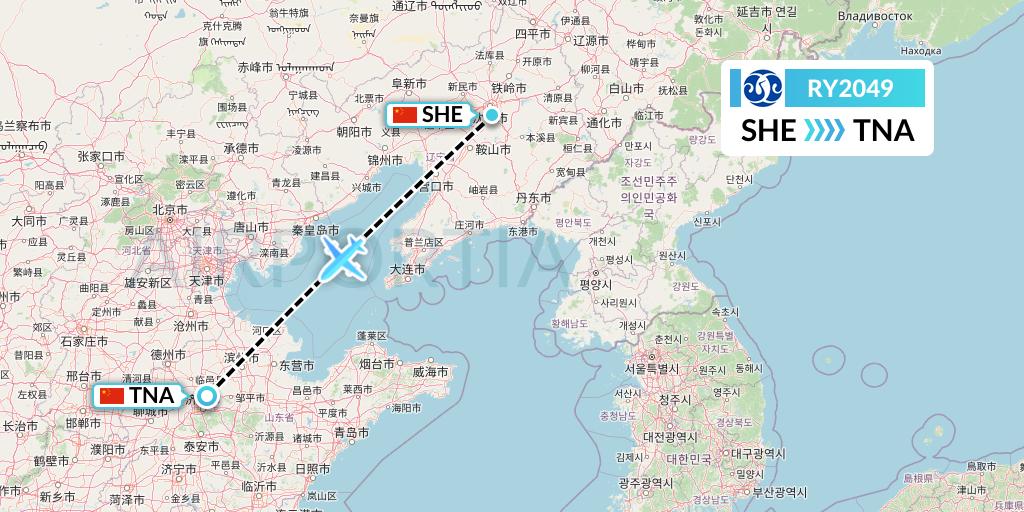 RY2049 Jiangxi Air Flight Map: Shenyang to Jinan