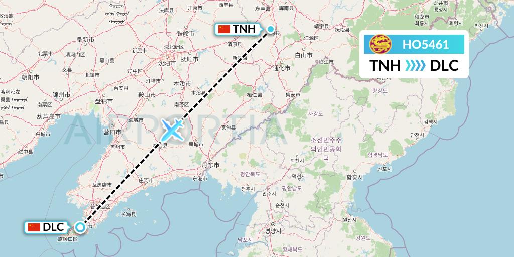 HO5461 Juneyao Airlines Flight Map: Tonghua to Dalian