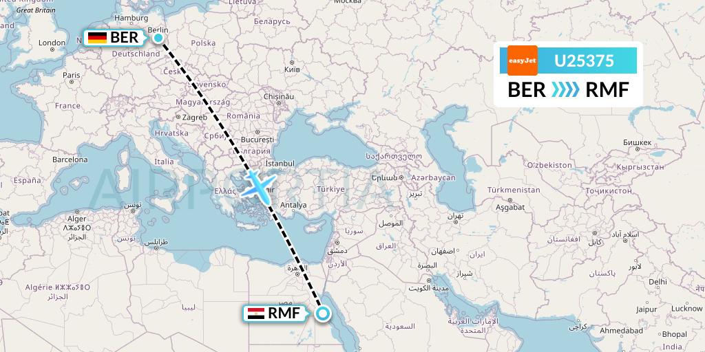 U25375 EasyJet Flight Map: Berlin to Marsa Alam