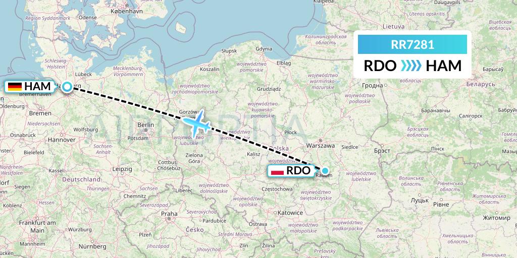 RR7281 Royal Air Force Flight Map: Radom to Hamburg