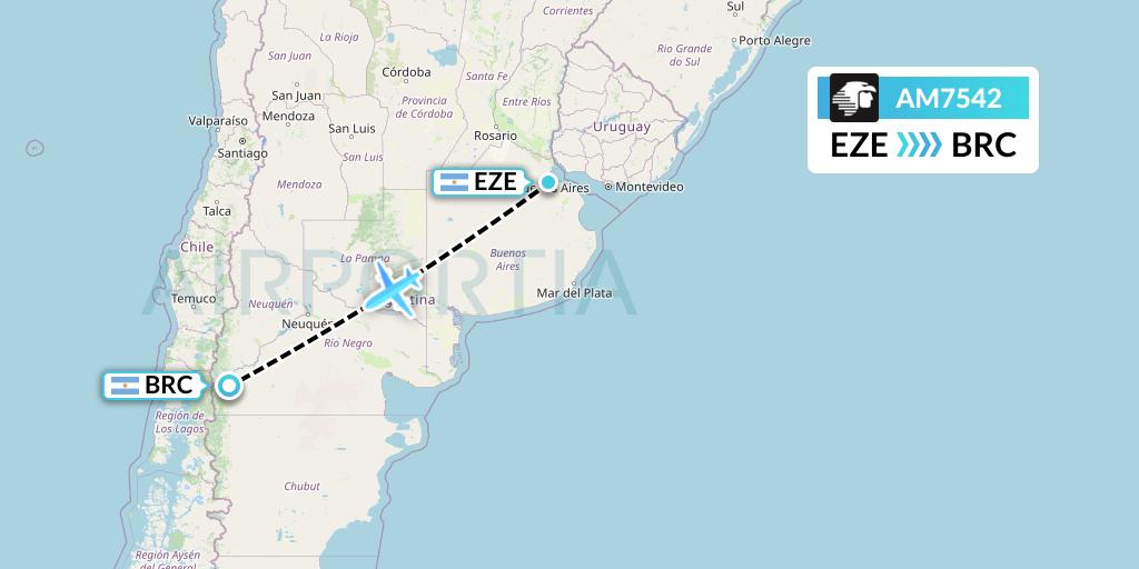 AM7542 Aeromexico Flight Map: Buenos Aires to San Carlos de Bariloche