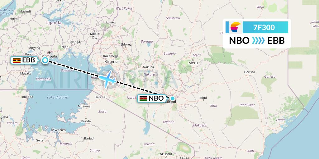 7F300 First Air Flight Map: Nairobi to Entebbe
