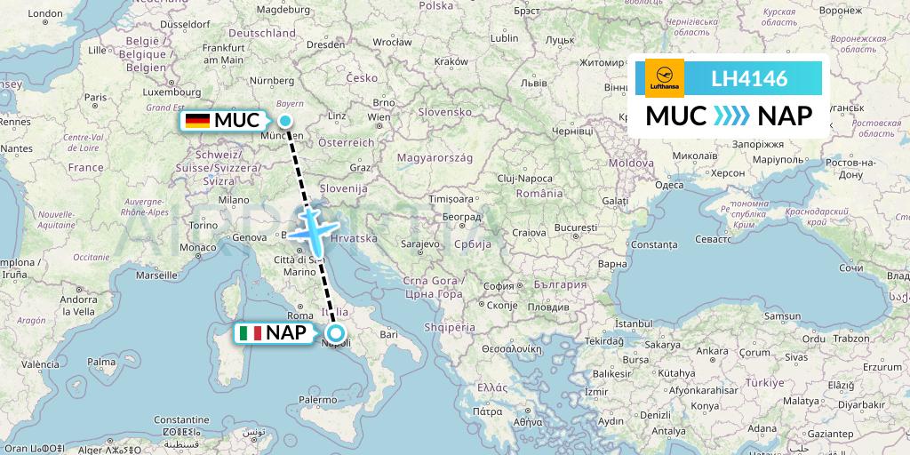 LH4146 Lufthansa Flight Map: Munich to Naples