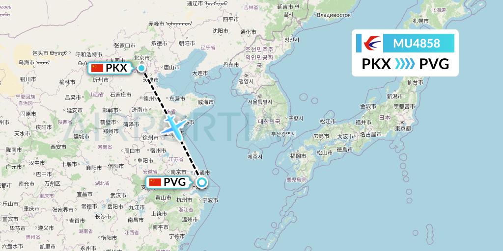 MU4858 China Eastern Airlines Flight Map: Beijing to Shanghai