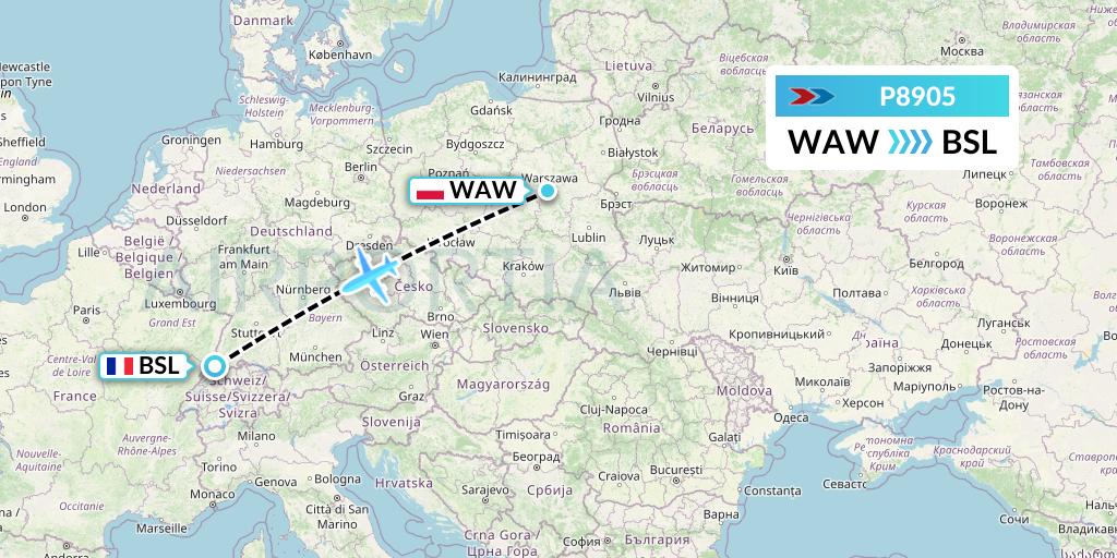 P8905 Sprint Air Flight Map: Warsaw to Basel