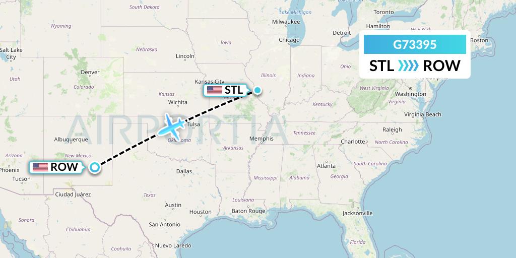 G73395 GoJet Flight Map: St. Louis to Roswell