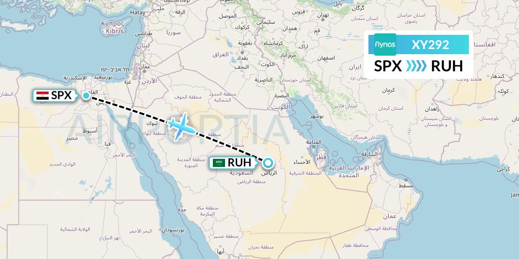XY292 Flynas Flight Map: Cairo to Riyadh