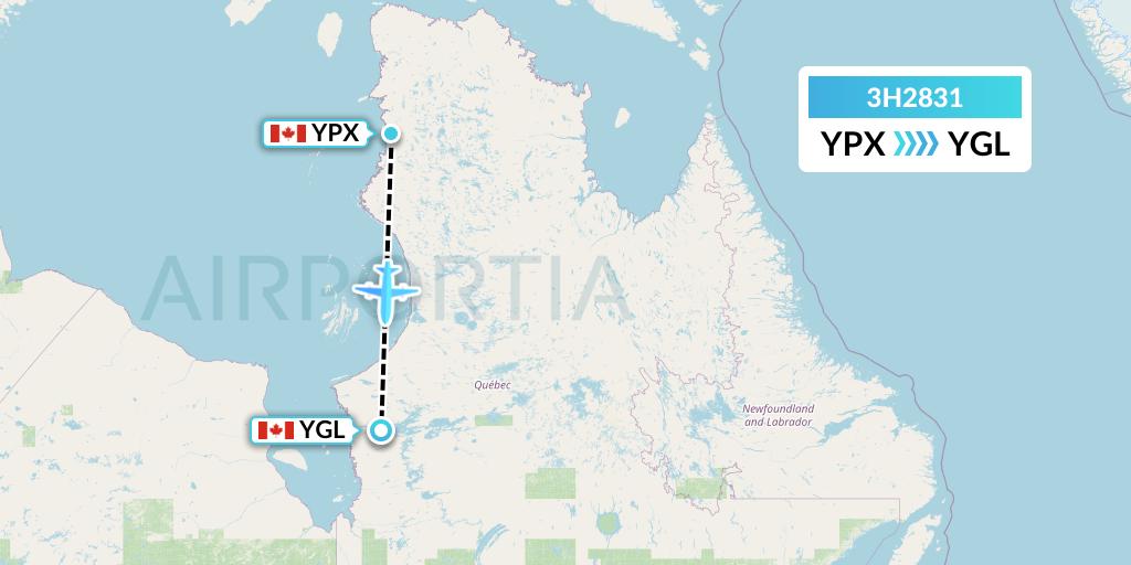 3H2831 Air Inuit Flight Map: Puvirnituq to La Grande Riviere