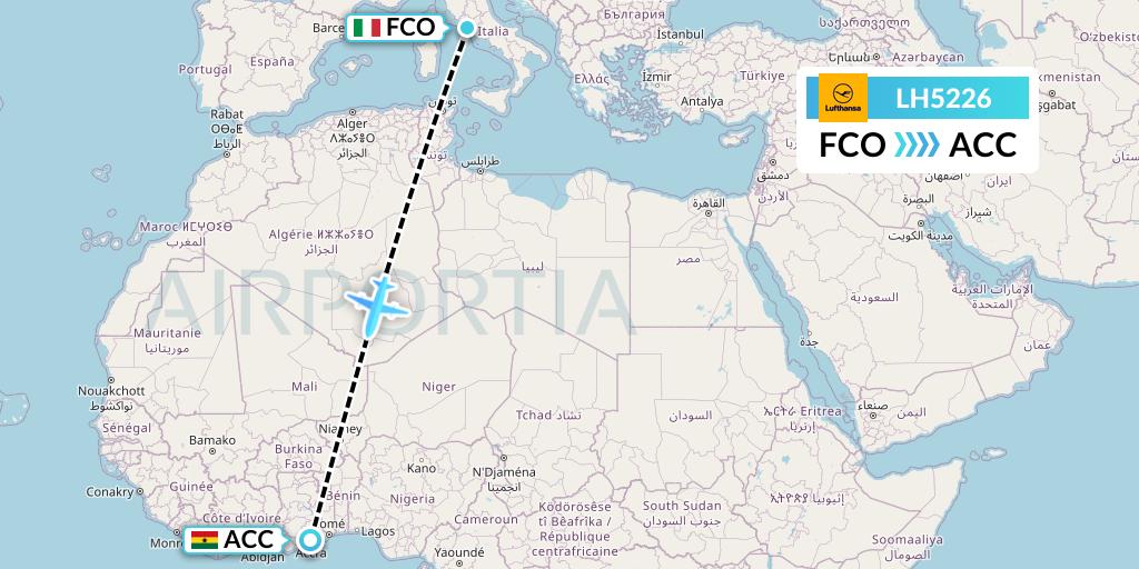 LH5226 Lufthansa Flight Map: Rome to Accra