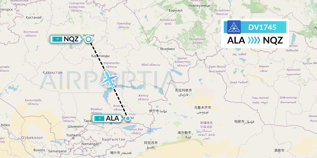 DV1745 SCAT Flight Map: Almaty to Astana