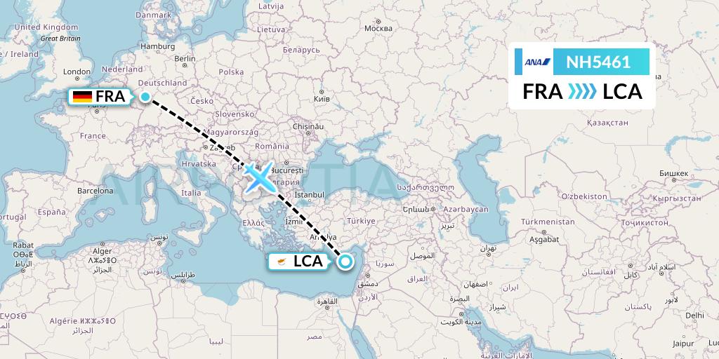 NH5461 All Nippon Airways Flight Map: Frankfurt to Larnaca