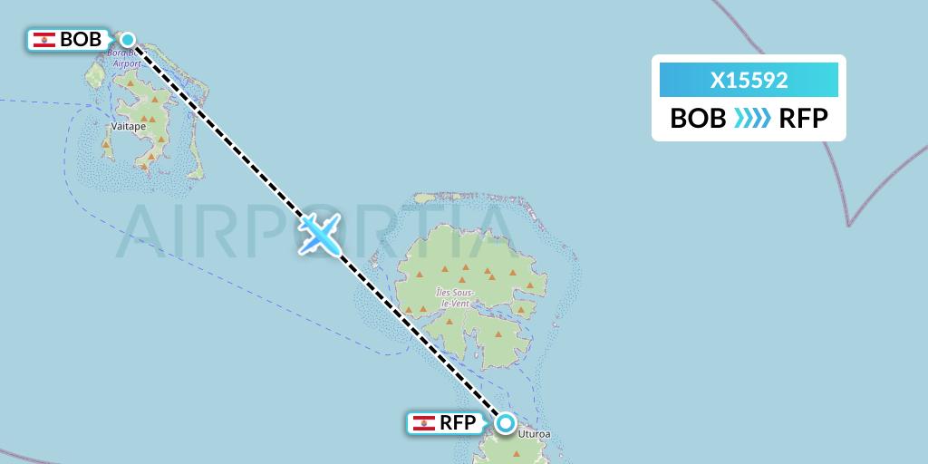 X15592 Nik Airways Flight Map: Bora Bora to Raiatea