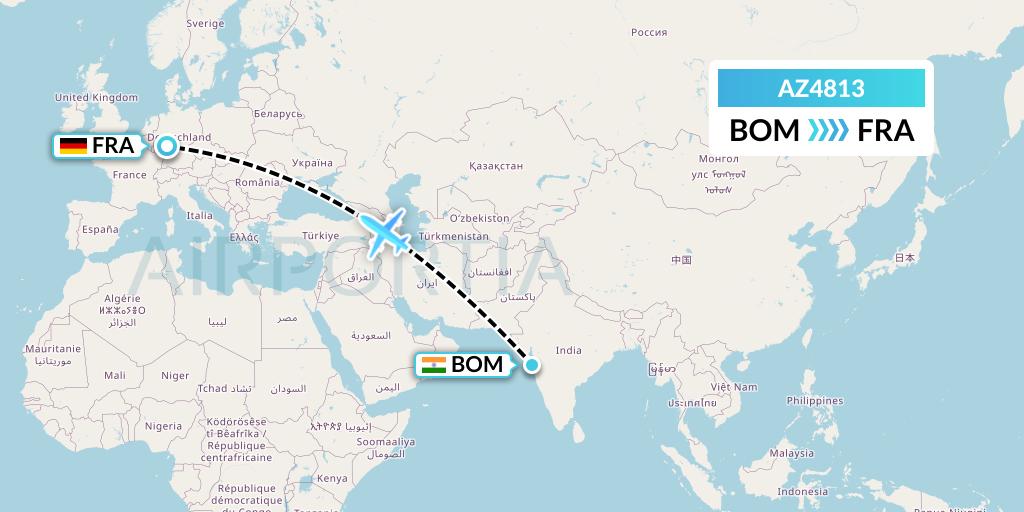 AZ4813 ITA Airways Flight Map: Mumbai to Frankfurt