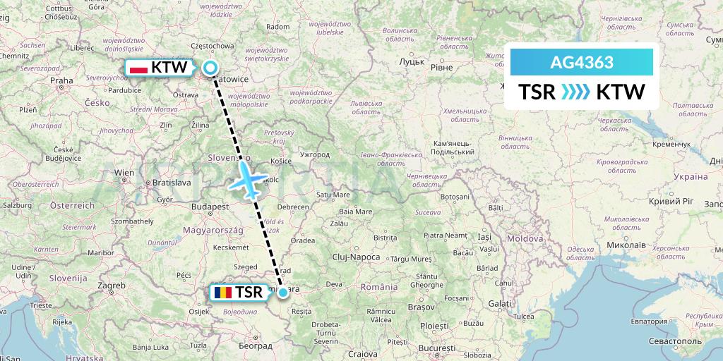 AG4363 Aruba Airlines Flight Map: Timisoara to Katowice