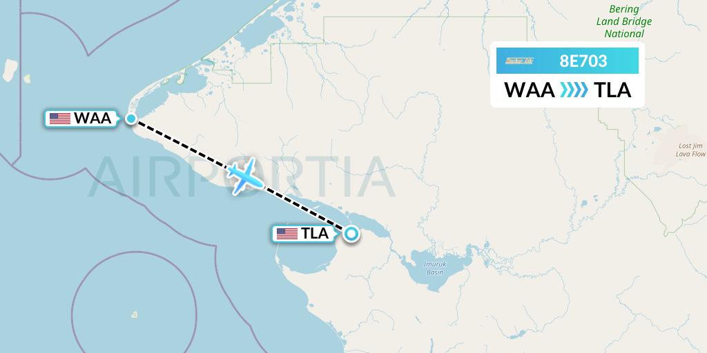 8E703 Bering Air Flight Map: Wales to Teller