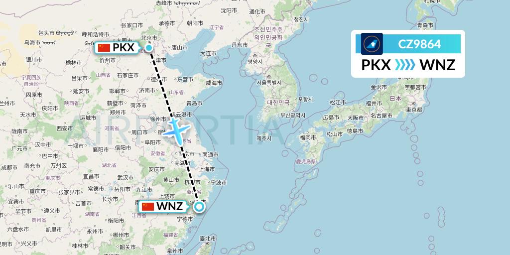 CZ9864 China Southern Airlines Flight Map: Beijing to Wenzhou