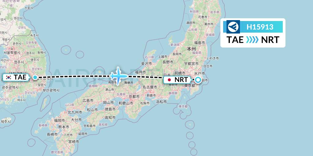 H15913 Hahn Air Systems Flight Map: Daegu to Tokyo