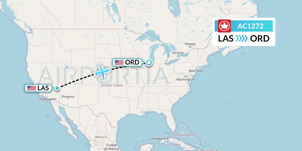 AC1272 Air Canada Flight Map: Las Vegas to Chicago