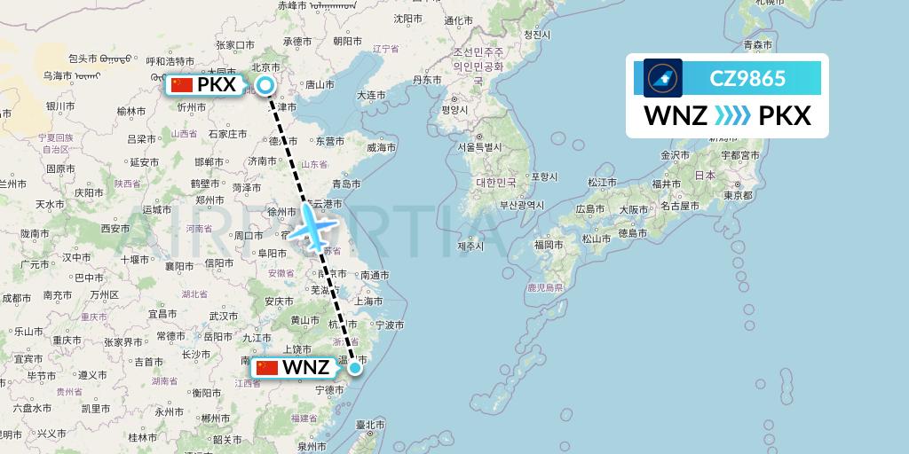CZ9865 China Southern Airlines Flight Map: Wenzhou to Beijing