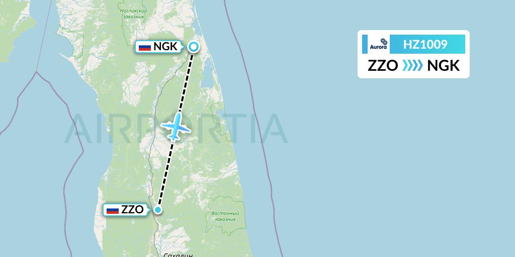 HZ1009 Aurora Flight Map: Zonalnoye to Nogliki