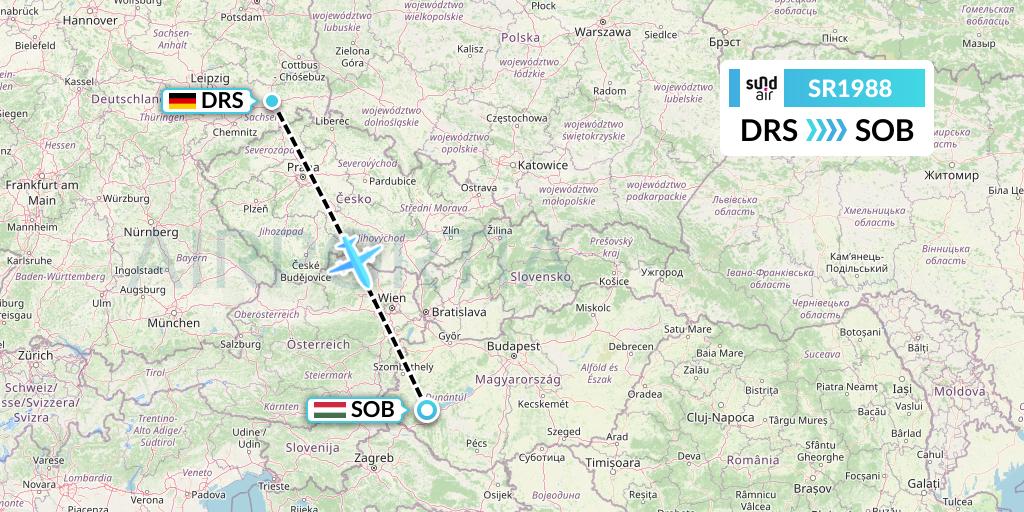 SR1988 SundAir Flight Map: Dresden to Sarmelleek