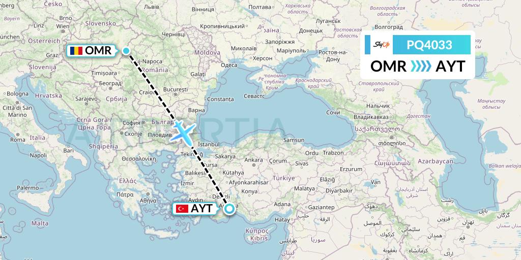 PQ4033 SkyUp Airlines Flight Map: Oradea to Antalya