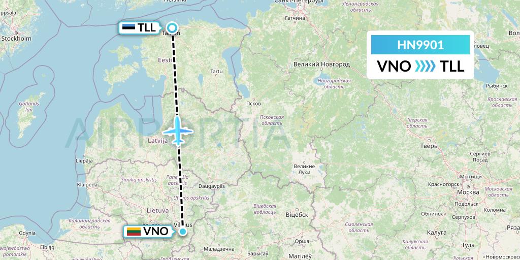 HN9901 Uab Heston Airlines Jsc Heston Airl Flight Map: Vilnius to Tallinn