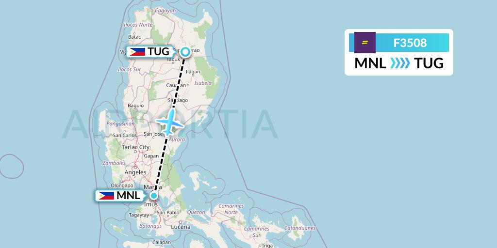 F3508 flydeal Flight Map: Manila to Tuguegarao