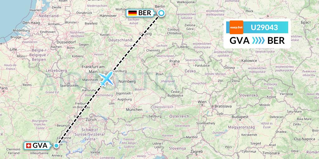 U29043 EasyJet Flight Map: Geneva to Berlin