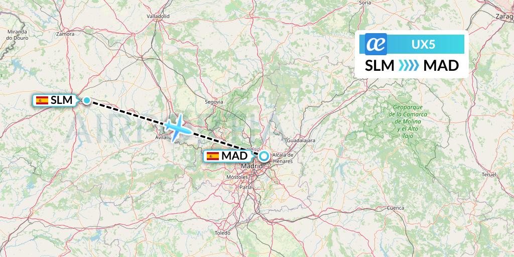 UX5 Air Europa Flight Map: Salamanca to Madrid
