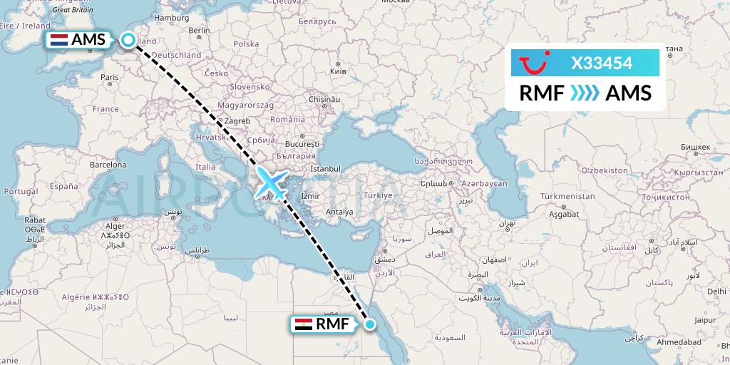 X33454 TUI fly Germany Flight Map: Marsa Alam to Amsterdam