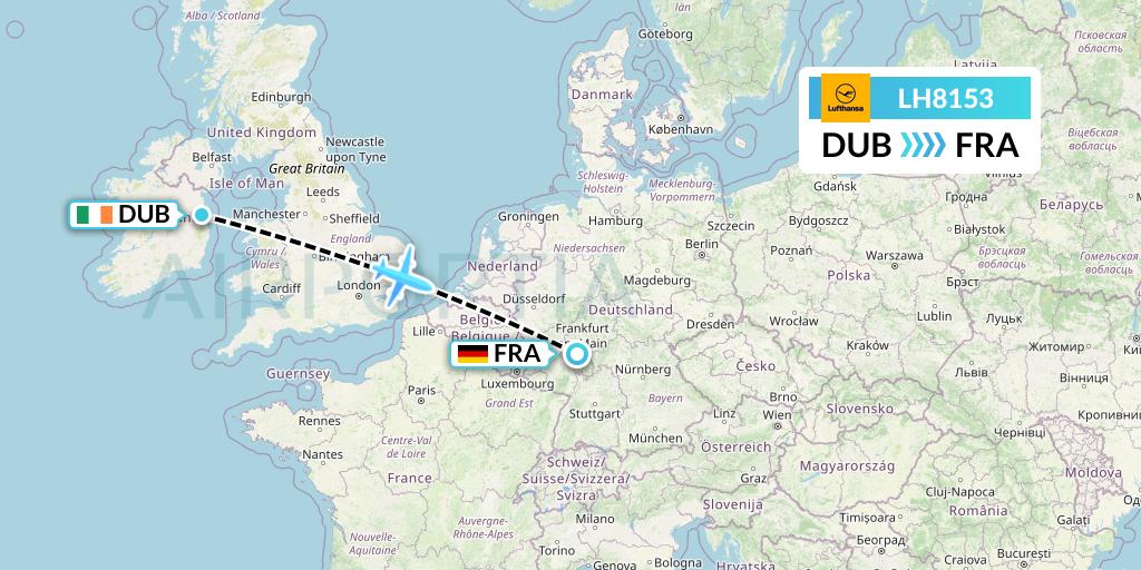 LH8153 Lufthansa Flight Map: Dublin to Frankfurt