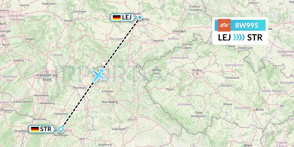 8W995 Fly AllWays Flight Map: Leipzig to Stuttgart