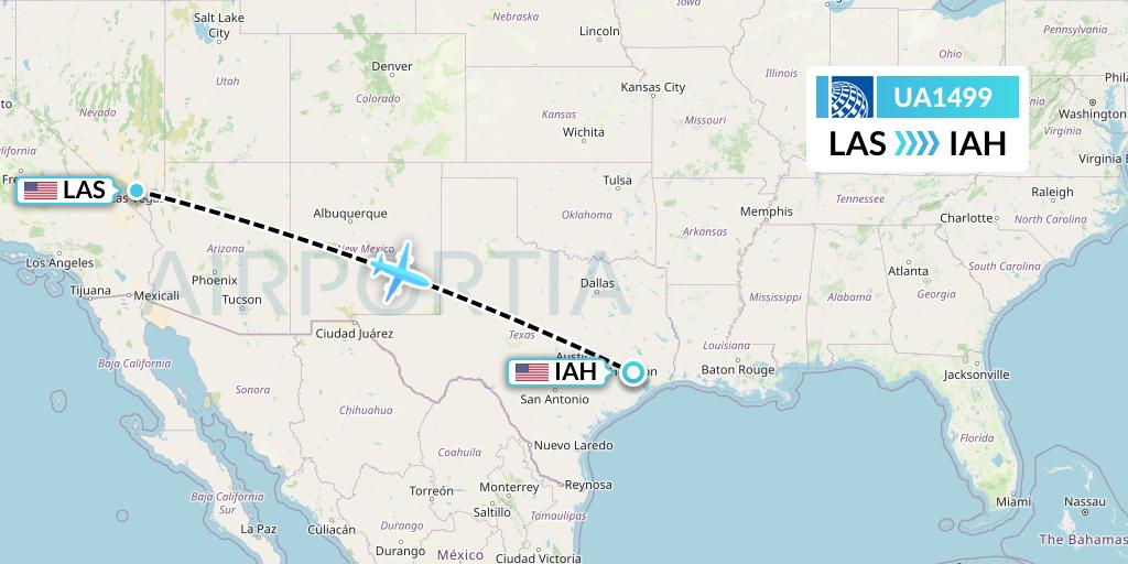 UA1499 United Airlines Flight Map: Las Vegas to Houston