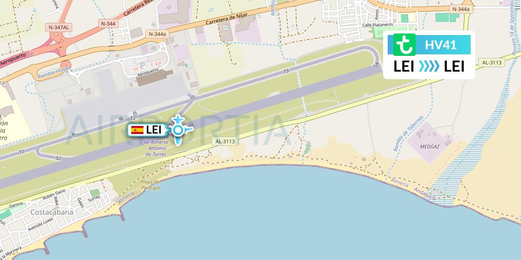HV41 Transavia Flight Map: Almeria to Almeria